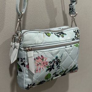 Vera Bradley Seawater Blooms Triple Compartment Crossbody in Performance Twill